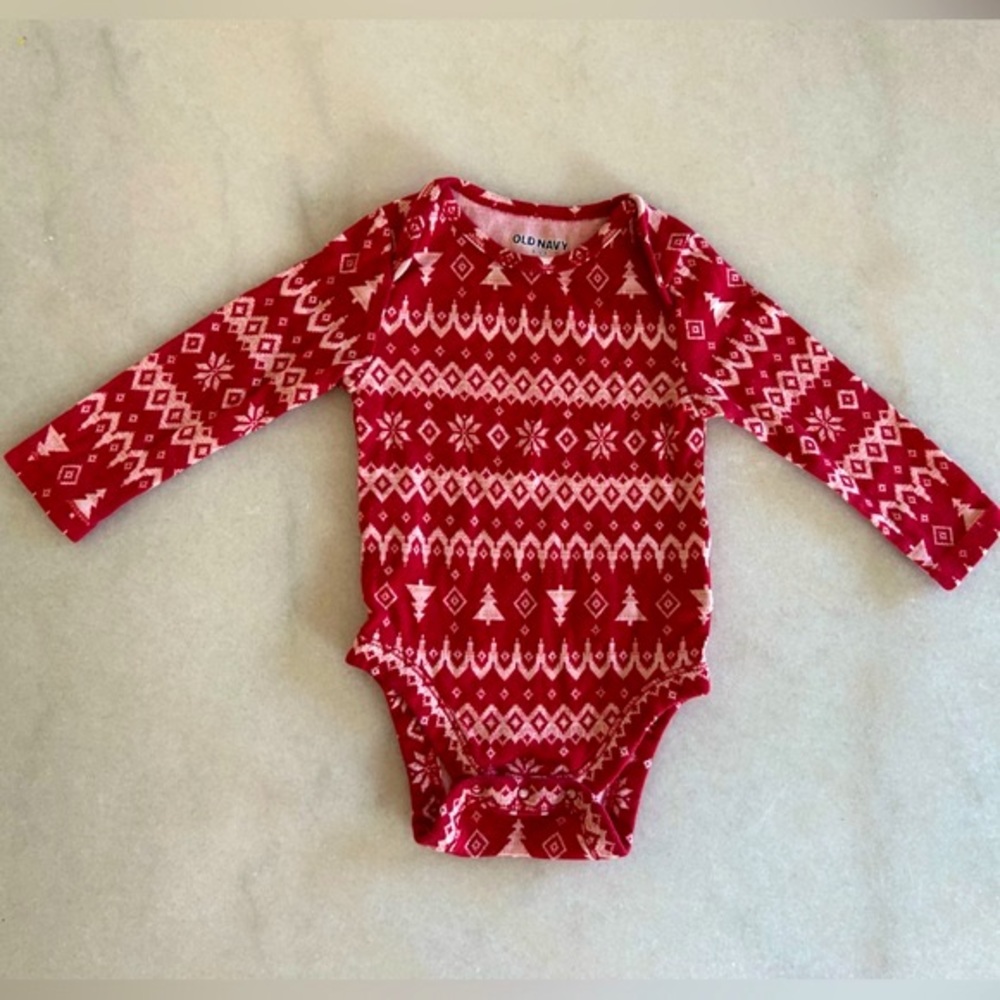 Old Navy Holiday Long Sleeve Bodysuit, 6-12 Months